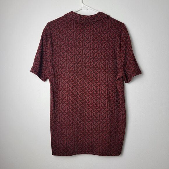 Michael Kors Men's Red & Black Signature Logo Monogram Polo Shirt Size Medium - Picture 3 of 9